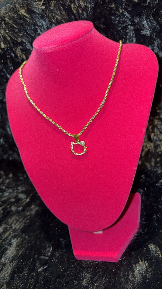 Hello Kitty 18K Crystal Outline Gold Necklace